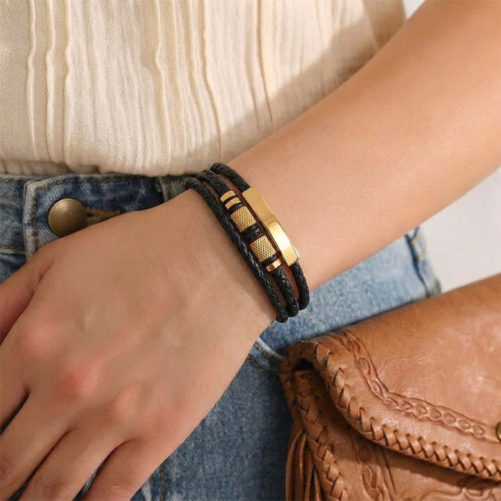 Minimalist Geometric Multi-strand Braided Leather Bracelet - image 2