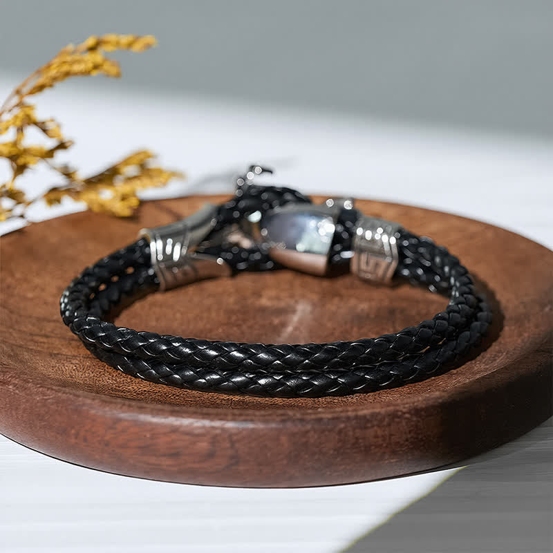 Punk Retro Biker Motorcycle Pattern Leather Bracelet - image 5