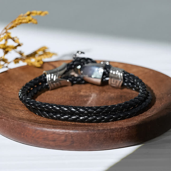 Punk Retro Biker Motorcycle Pattern Leather Bracelet - image 5