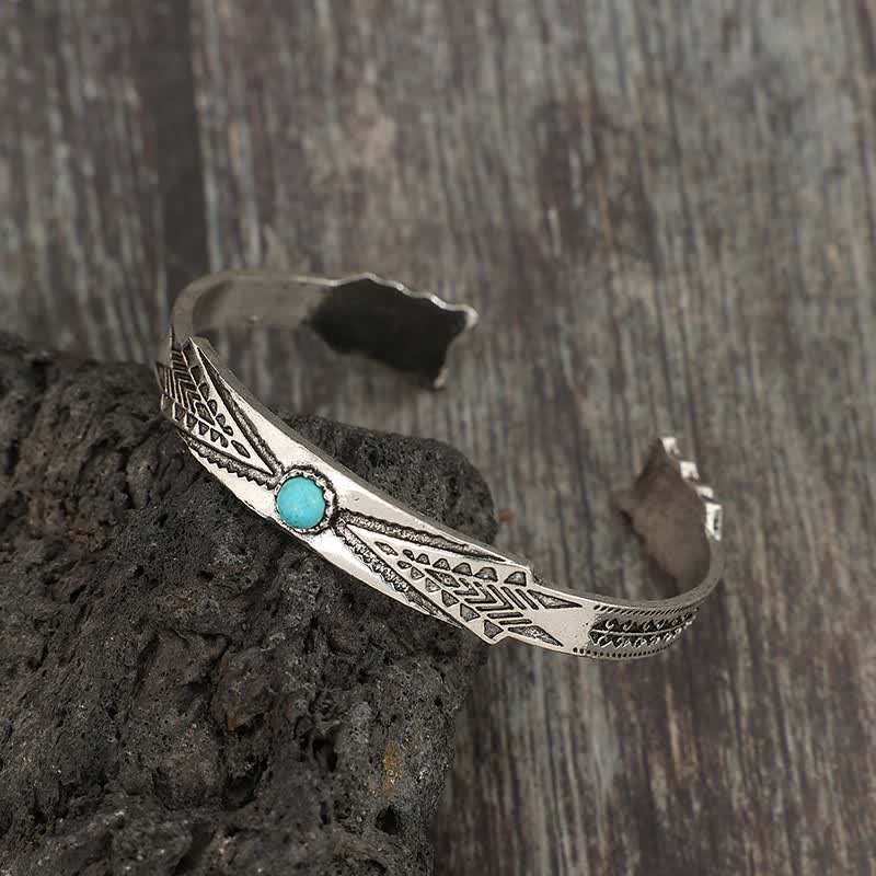Vintage Boho Tribal Desert Arrow Turquoise Open Cuff Bracelet - image 2