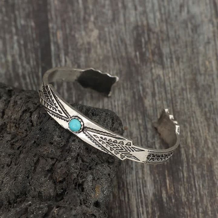 Vintage Boho Tribal Desert Arrow Turquoise Open Cuff Bracelet - image 2