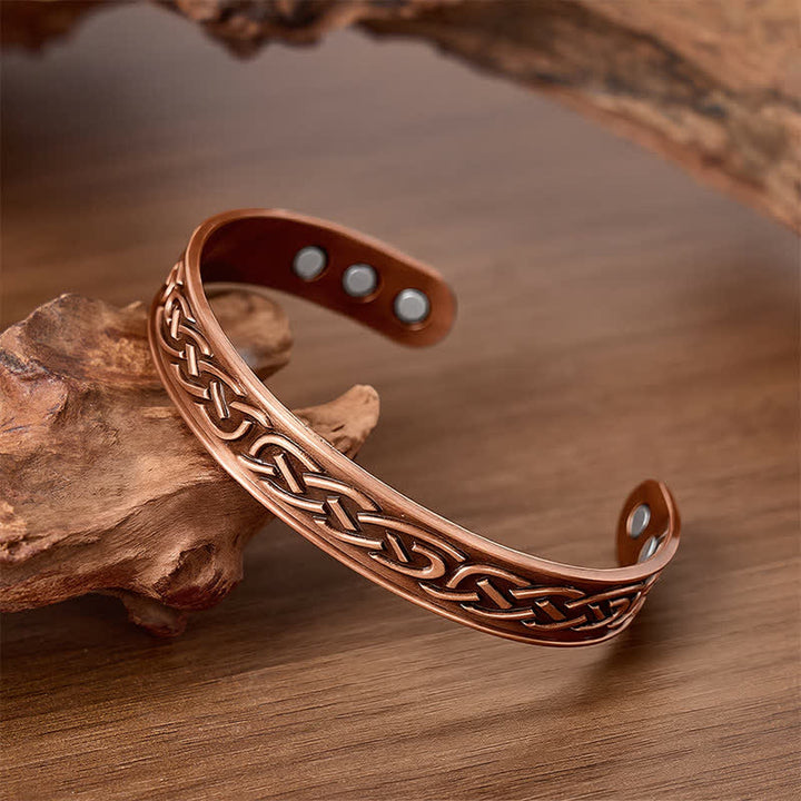 Rose Flower Copper Magnetic Open Cuff Bracelet - image 3