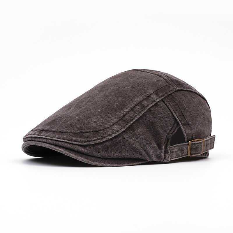 Retro Workwear-Inspired Washed Cotton Beret For Everyday - Coffee - Adjustable (21 5/8"-23 5/8") - image 11