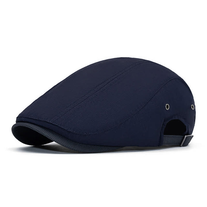 Urban Driving Cap Pinstripe Flat Beret With Adjustable Strap - Navy - Adjustable (22"-24") - image 9