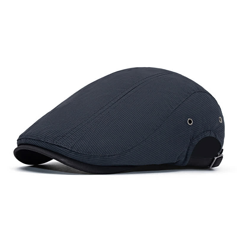 Urban Driving Cap Pinstripe Flat Beret With Adjustable Strap - Dark Gray - Adjustable (22"-24") - image 13