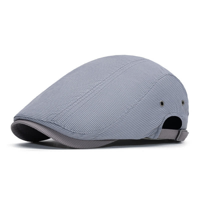 Urban Driving Cap Pinstripe Flat Beret With Adjustable Strap - Light Gray - Adjustable (22"-24") - image 12