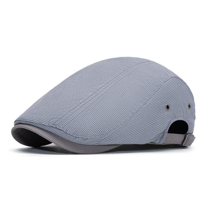 Urban Driving Cap Pinstripe Flat Beret With Adjustable Strap - Light Gray - Adjustable (22"-24") - image 12