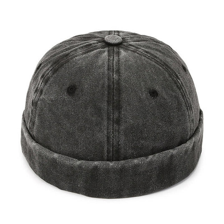 Casual Washed Cotton Brimless Vintage Docker Cap - Black - Adjustable (22"-23 5/8") - image 0