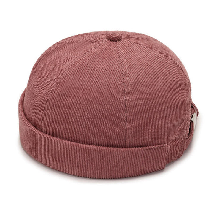 Solid Color No Brim Beanie Corduroy Docker Cap - image 3