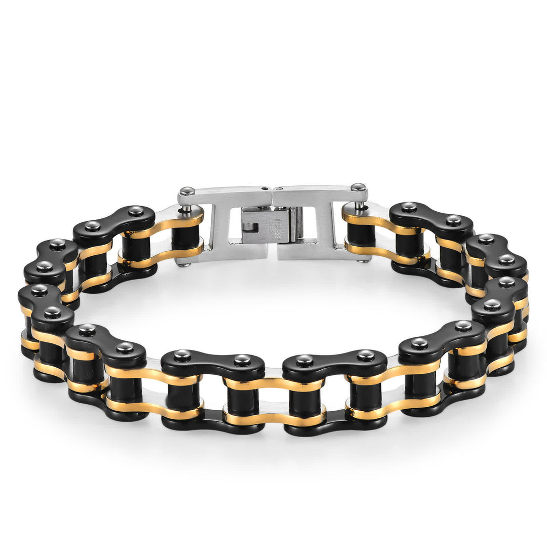 Ride In Style Fearless Motorcycle Bike Chain Bracelet - Silver & Black & Gold - image 7