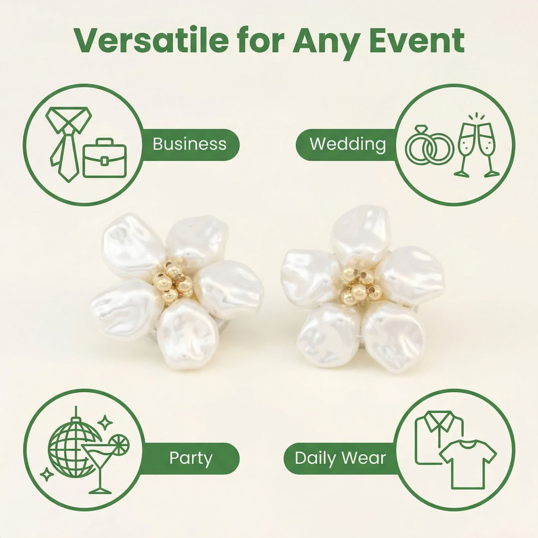 1 Pair Decorative Pearl Bloom Snap-On Shirt Button Covers - image 3