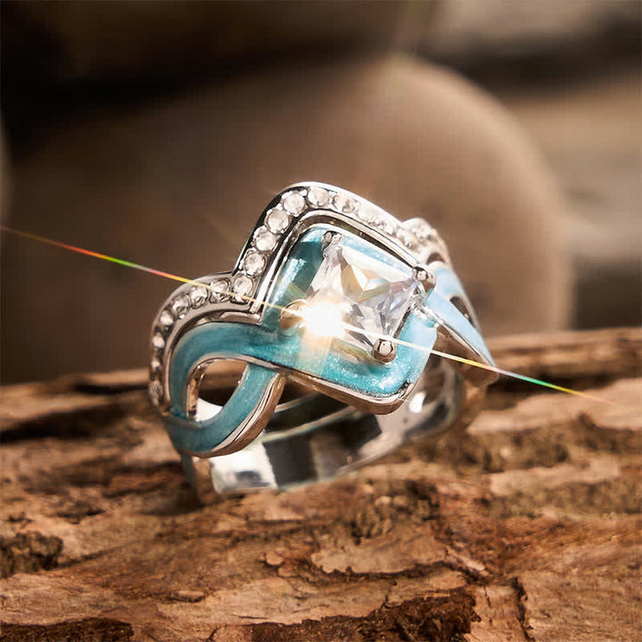 Vintage Two‑Piece Stackable Ring Set Ethnic Enamel Crystal Metal Ring for Daily Party - image 3