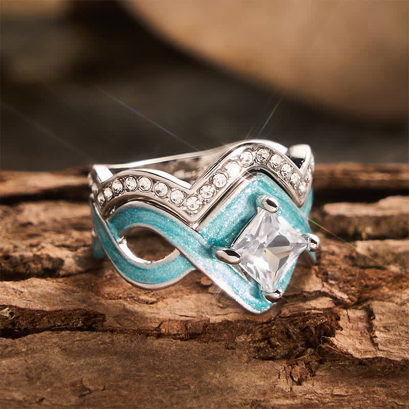 Vintage Two‑Piece Stackable Ring Set Ethnic Enamel Crystal Metal Ring for Daily Party - image 4