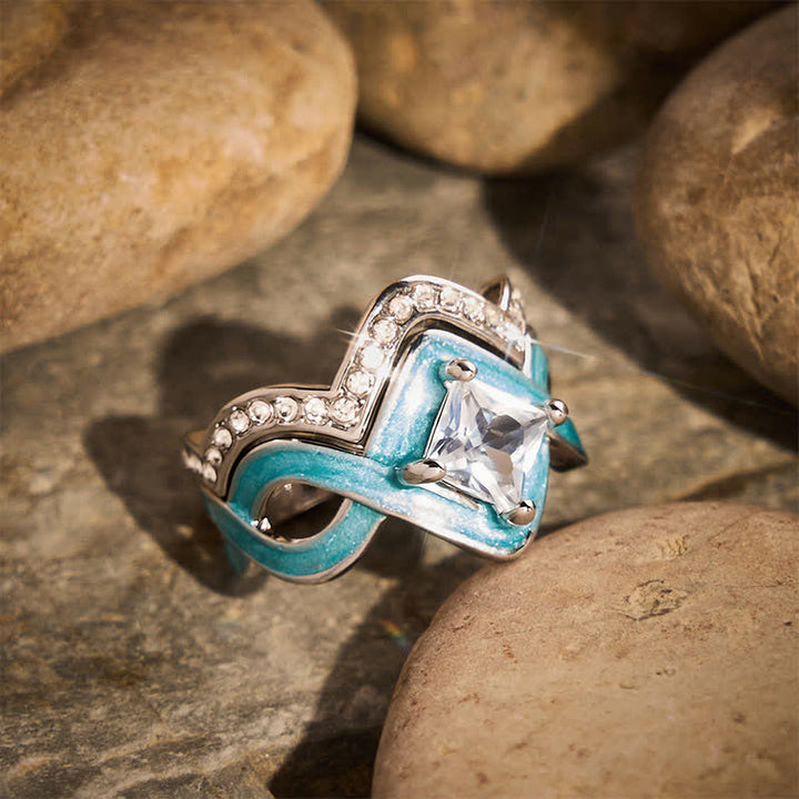 Vintage Two‑Piece Stackable Ring Set Ethnic Enamel Crystal Metal Ring for Daily Party - image 2