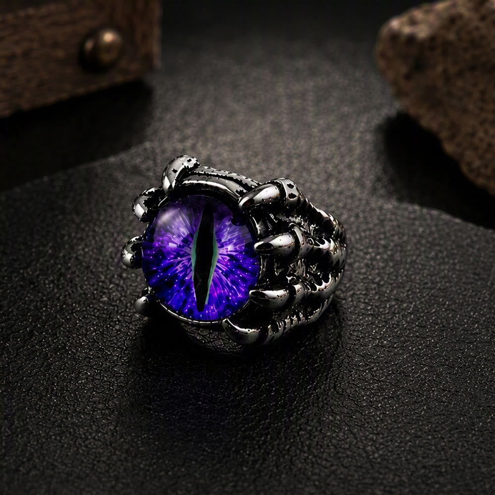Gothic Demon Eagle Claw Aesthetic Evil Eye Ring - Purple - Opening - image 5