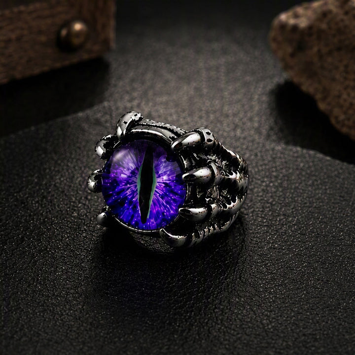 Gothic Demon Eagle Claw Aesthetic Evil Eye Ring - Purple - Opening - image 5