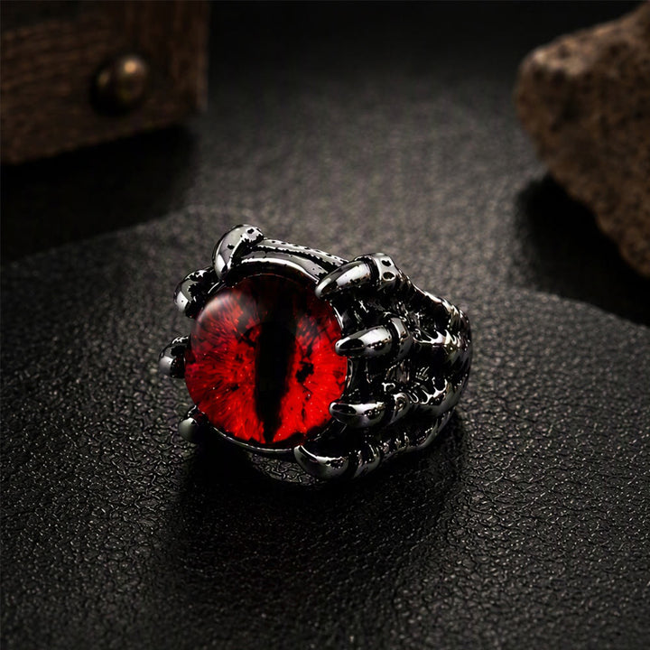 Gothic Demon Eagle Claw Aesthetic Evil Eye Ring - Red - Opening - image 3