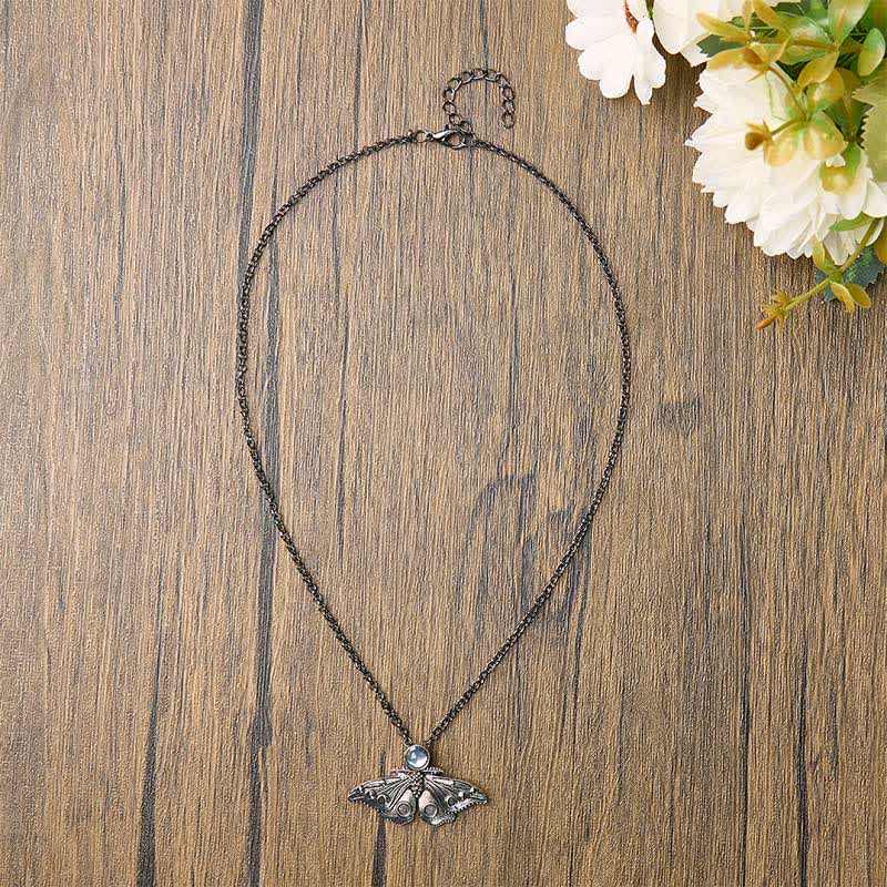 Moth & Moon Phases Death Moth Pendant Necklace - image 3