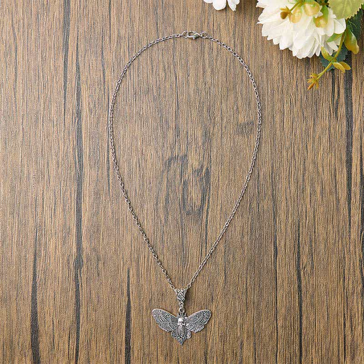 Death Embraces Beauty Gothic Skull Moth Pendant Necklace - image 2