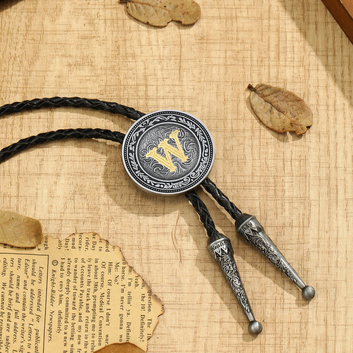 Men's Vintage Western Filigree Monogram Bolo Tie - W - image 22