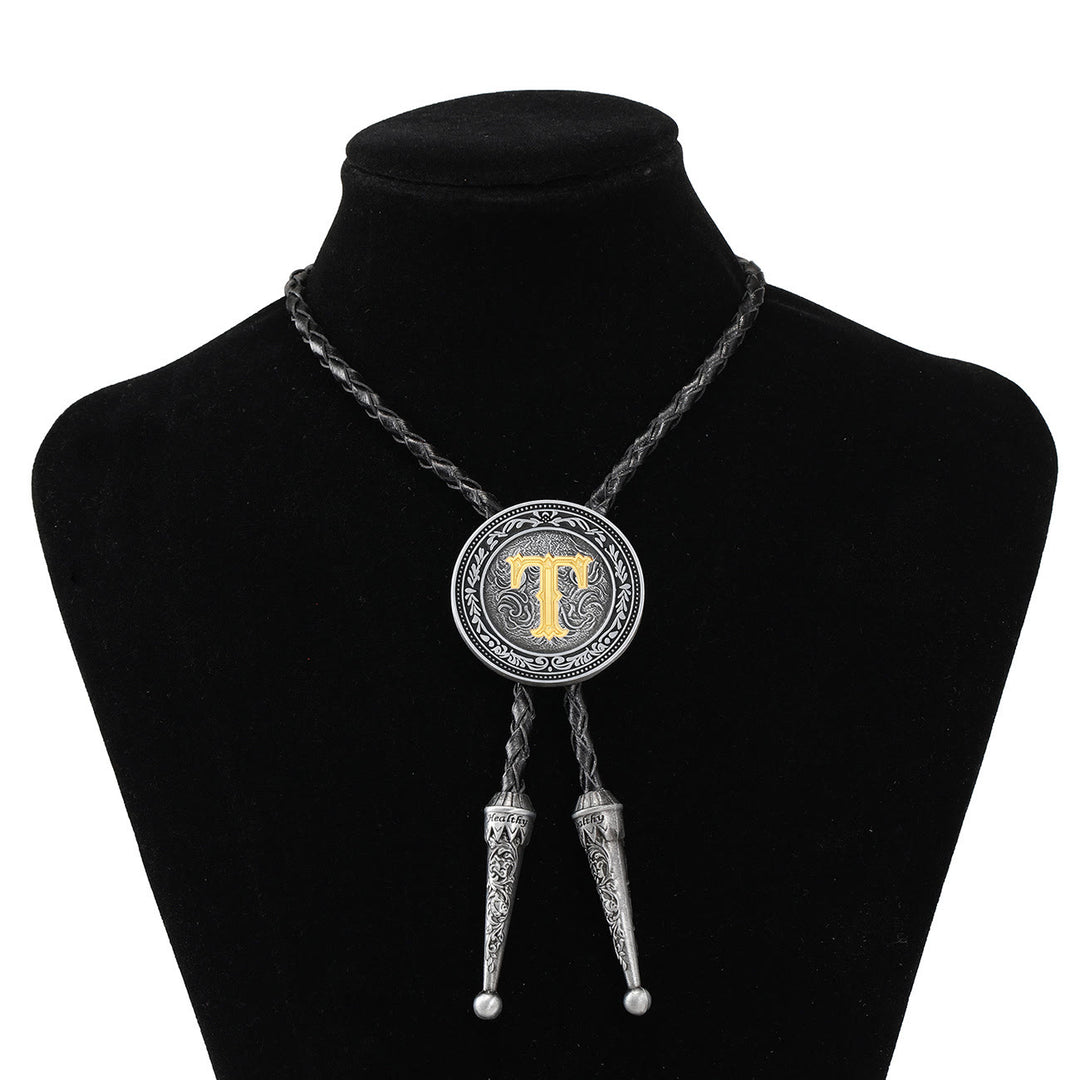 Men's Vintage Western Filigree Monogram Bolo Tie - T - image 19