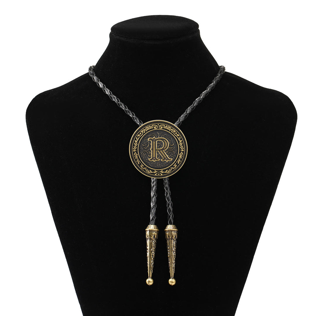 Men's Vintage Western Antique Brass Shield Bolo Tie - R - image 18