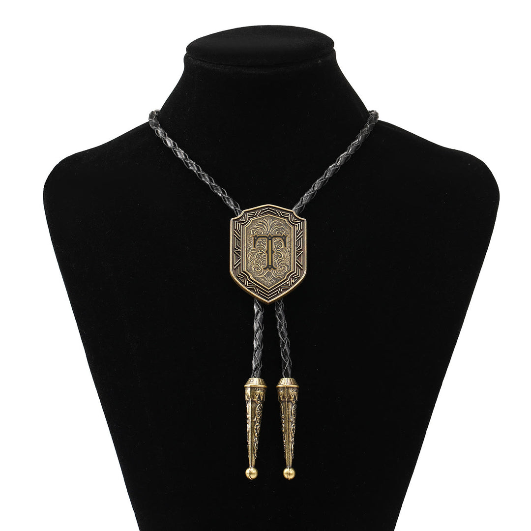 Antique Hexagonal Gothic Initial Western Bolo Tie - T - image 19