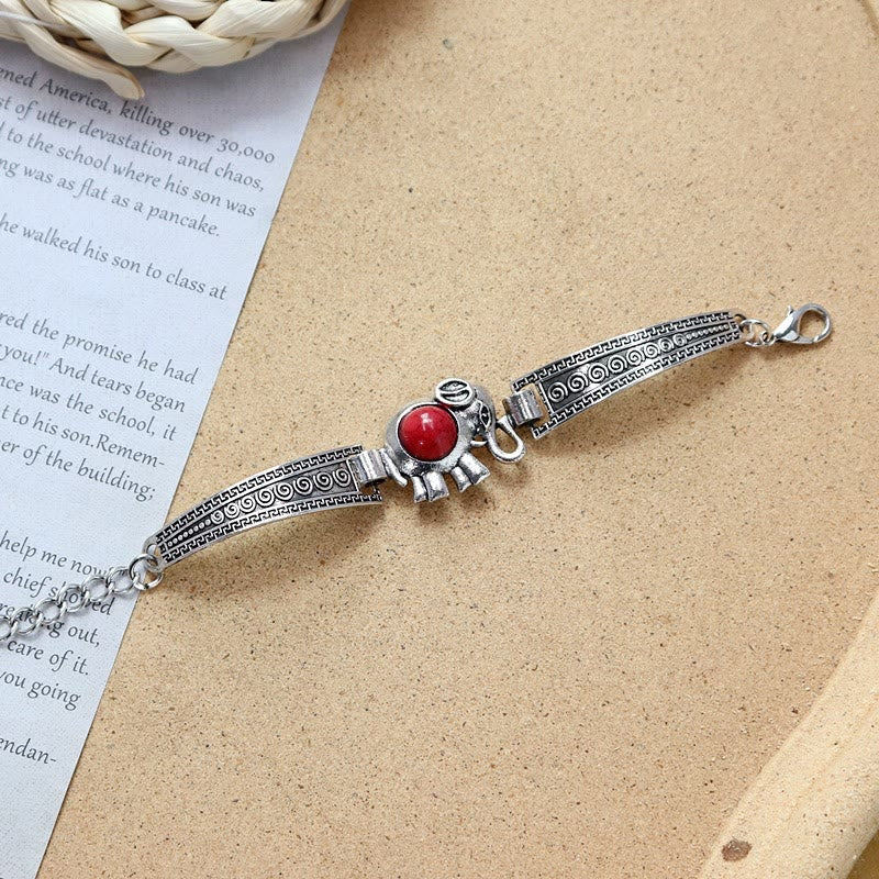 Ethnic Tribal Vintage Boho Stone Bracelet Collection - Red - Elephant - image 9