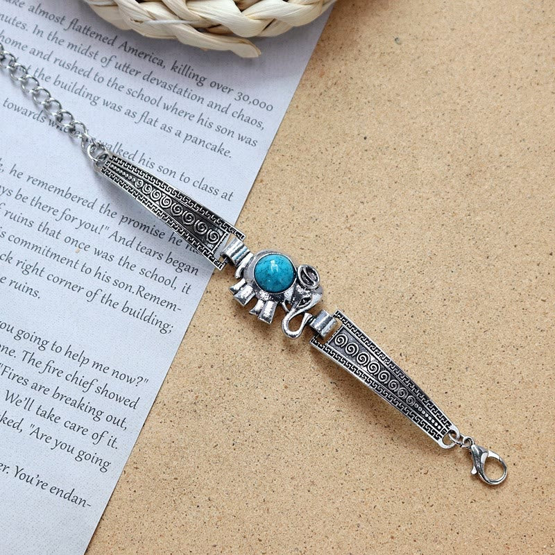 Ethnic Tribal Vintage Boho Stone Bracelet Collection - Blue - Elephant - image 6