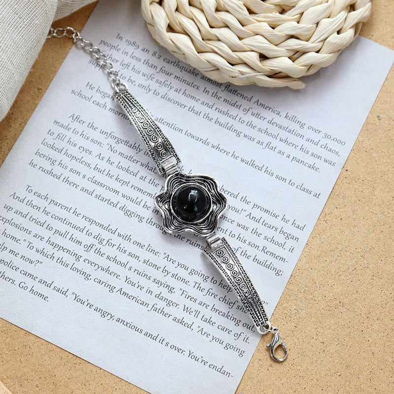 Ethnic Tribal Vintage Boho Stone Bracelet Collection - Black - Flower - image 13