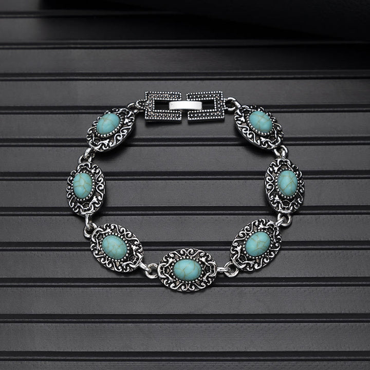 Boho Vintage Turquoise Round Stone Chic Bracelet - Style#9 - image 11