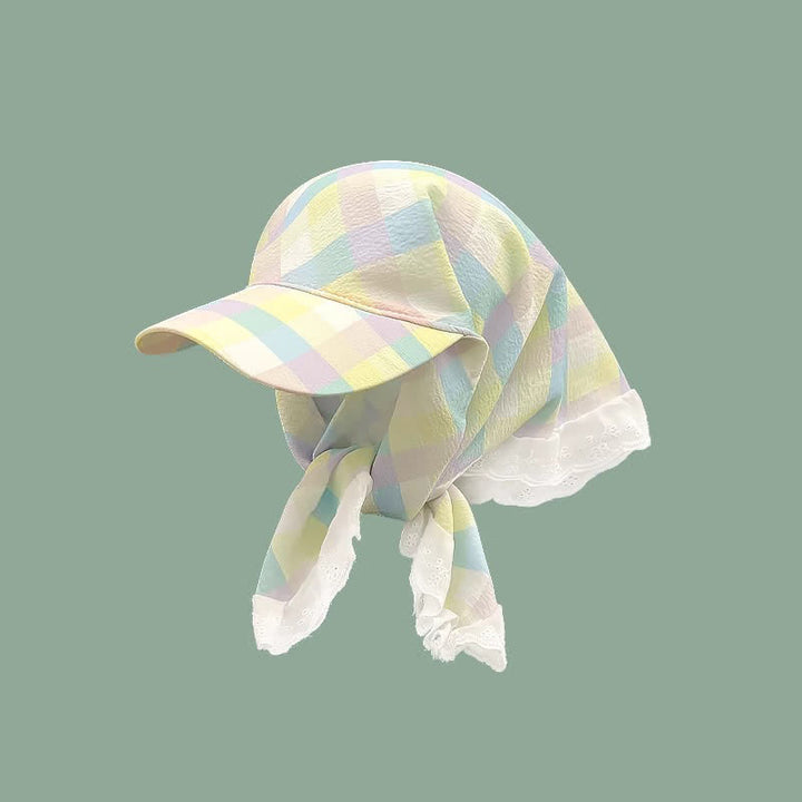 Stylish Effortless Style Unisex Tie-On Bandana Baseball Cap - Green Plaid - Adjuatable - image 18