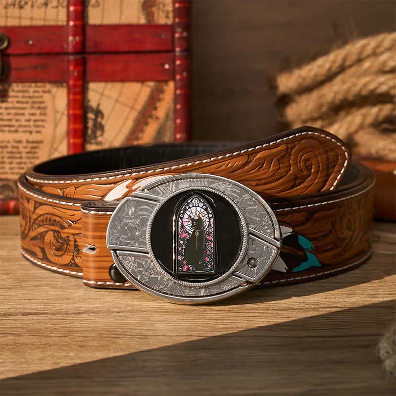Witching Hour Black Cat DIY Hidden Folding Knife Buckle Leather Belt - Witching Cat - Without Belt - Not Included Belt - image 0