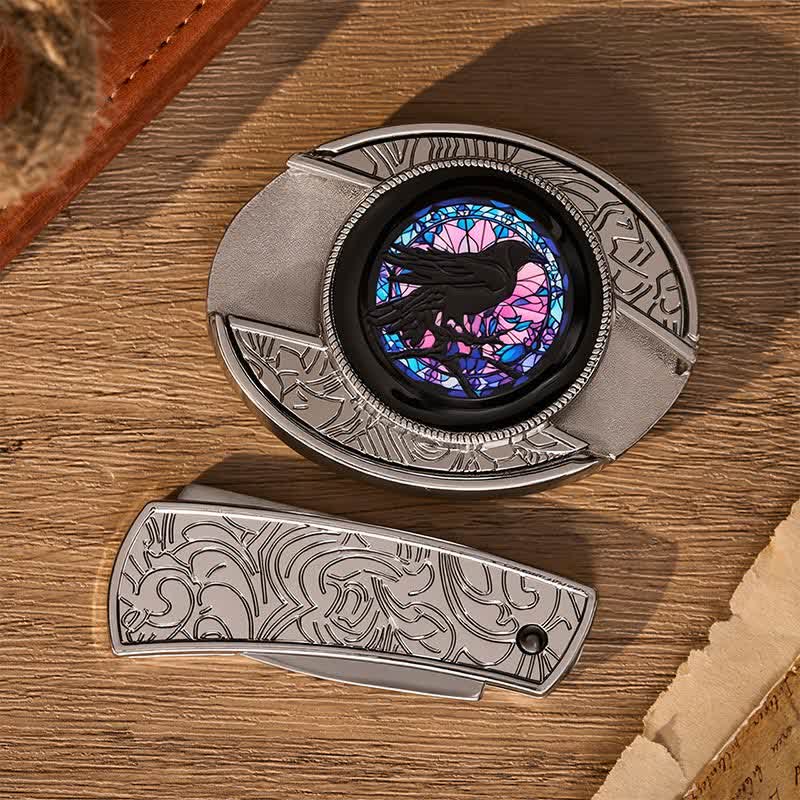 Midnight Raven's Window DIY Hidden Folding Knife Buckle Leather Belt - image 10