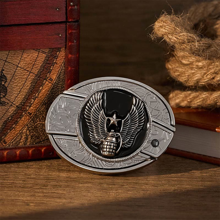 Winged Star Grenade DIY Hidden Folding Knife Buckle Leather Belt - Winged Star Grenade - Without Belt - Not Included Belt - image 0