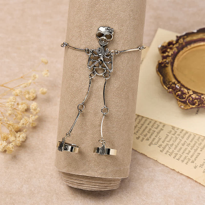 Skeleton Hand Chain Halloween Bracelet With Rings - image 1