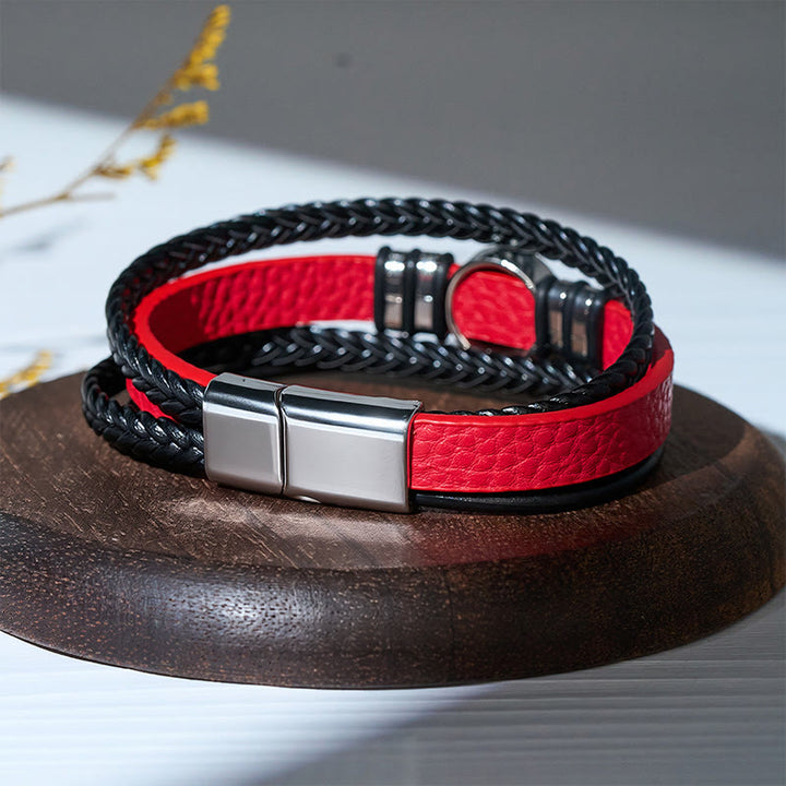 Western Black Braided Leather Tree Of Life Magnetic Bracelet - image 7
