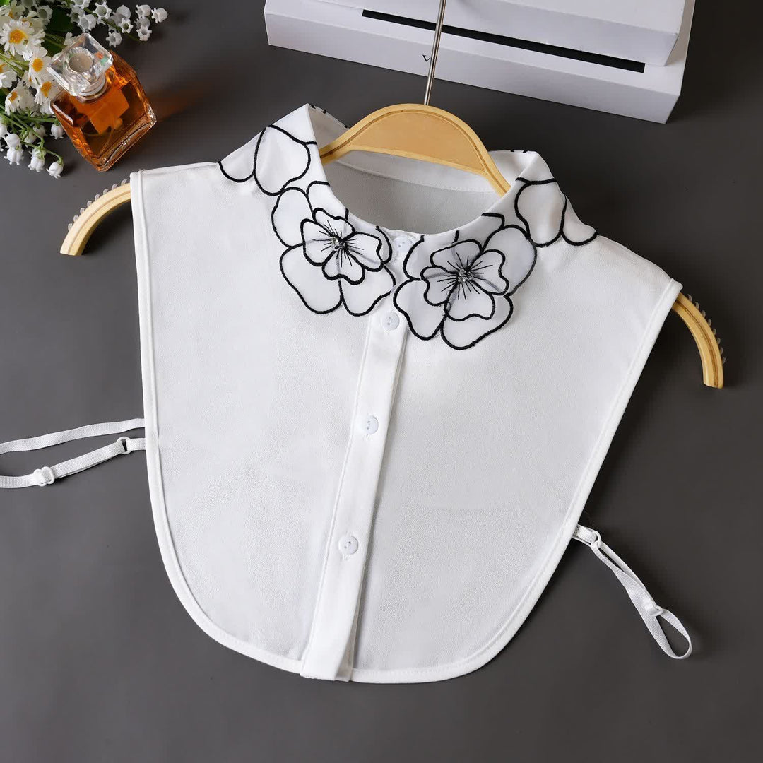 Bloom Organza Floral Embroidered Removable Fake Collar - White - One Size - image 1