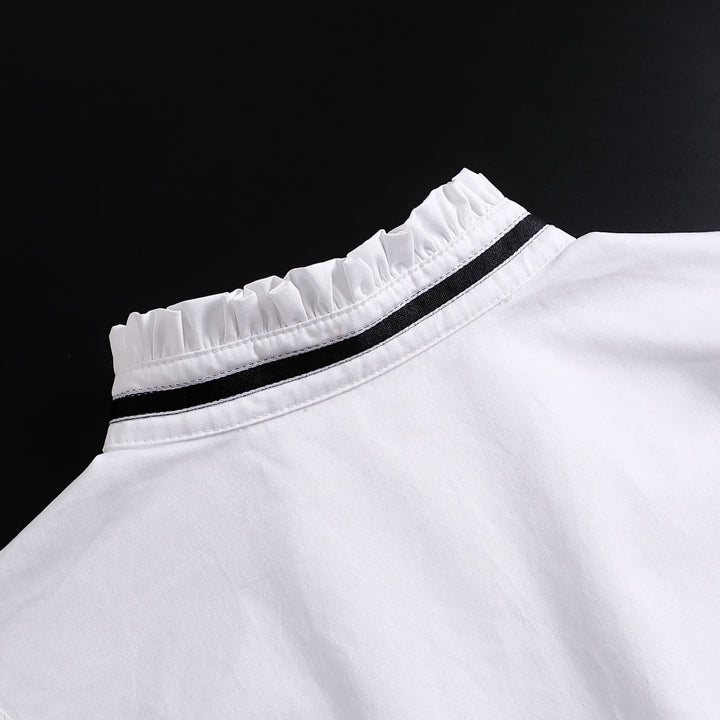 Bow Knot Ribbon Tie White Ruffled Removable Fake Collar - image 7
