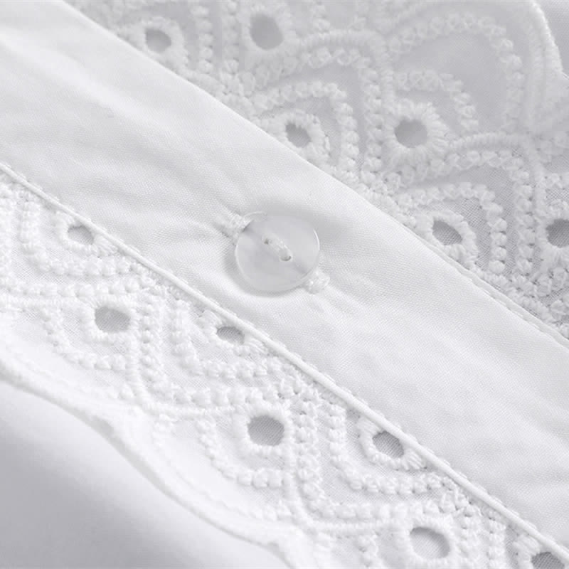 Women's White Eyelet Lace Ruffled Detachable Stand Fake Collar - image 9