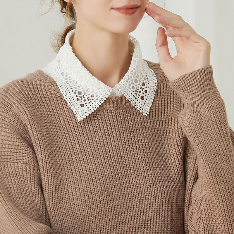 Classic Layering Eyelet Lace Preppy Layering Accessory Fake Collar - image 0