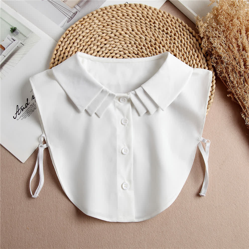 Effortless Multi-Layered Pleated Fake Collar - White - One Size - image 1
