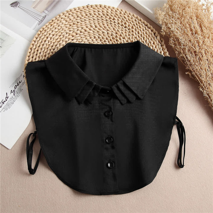 Effortless Multi-Layered Pleated Fake Collar - Black - One Size - image 8