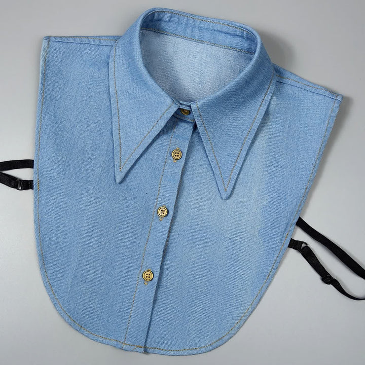 Classic Pointed Denim Detachable Large Pointed Fake Collar - Sky Blue - One Size - image 5