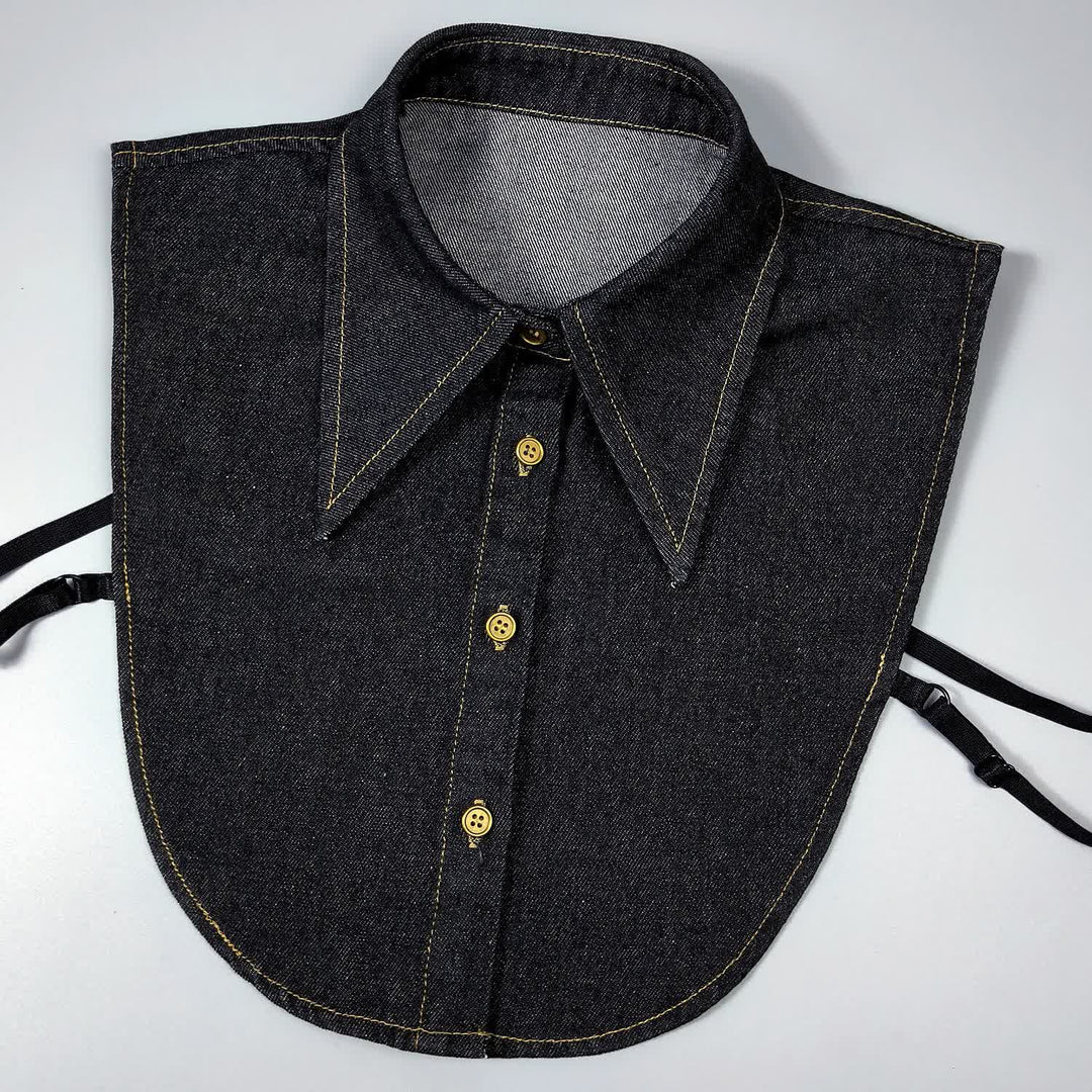 Classic Pointed Denim Detachable Large Pointed Fake Collar - Black - One Size - image 4