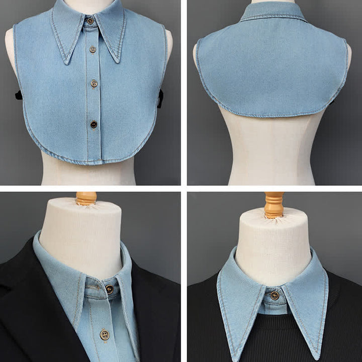 Classic Pointed Denim Detachable Large Pointed Fake Collar - image 2