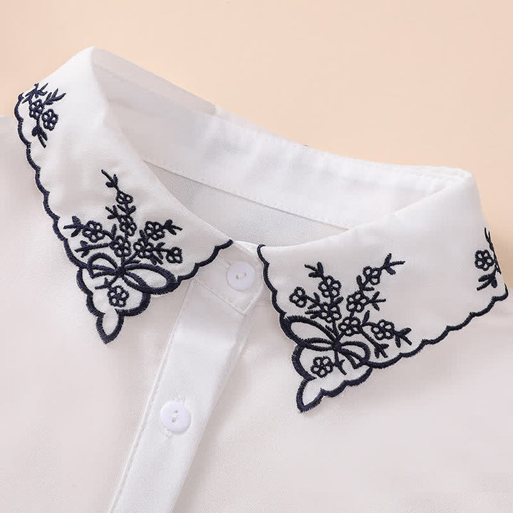 Women's Black Bow & Flower Embroidery Detachable Fake Collar - image 2