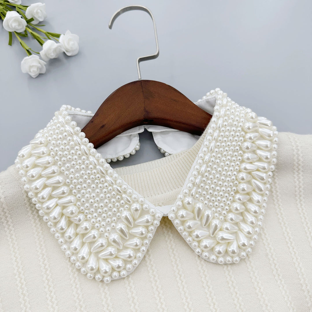 Women's Glossy Beaded Detachable Fake Collar - White - One Size - image 4