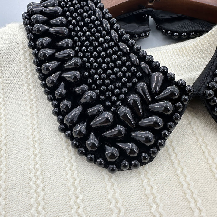 Women's Glossy Beaded Detachable Fake Collar - image 3