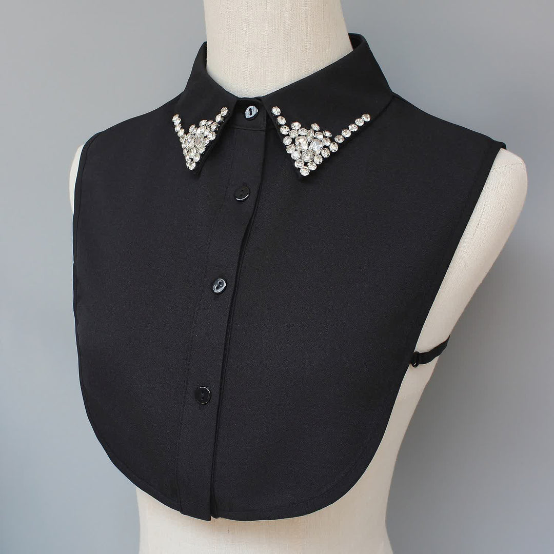 Women's Chic Rhinestones Embellished Detachable Fake Collar - Black - One Size - image 3